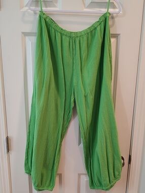 Oh My Gauze! Spring Green Pants Gathered Cuffs